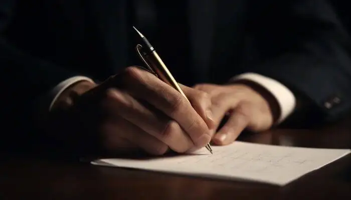 lawyer writing a legal document